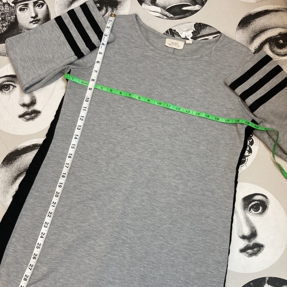 Mind Over Matter Long Sleeve Heather Grey Striped Sweater Dress Sz L - Picture 5 of 10